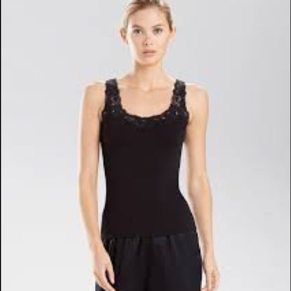 J‎ Crew Black Lace Trim Tank Top Shirt Sz Small